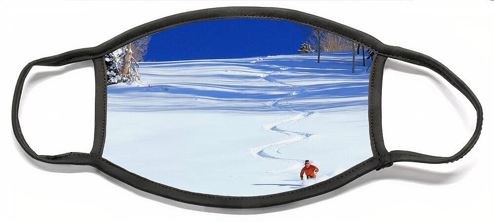 Skiing Face Mask featuring the photograph First Tracks by Wasatch Light