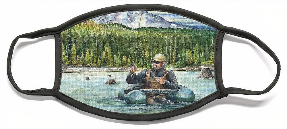 Fishing Face Mask featuring the painting Fishing Laurance by Arthur Fix