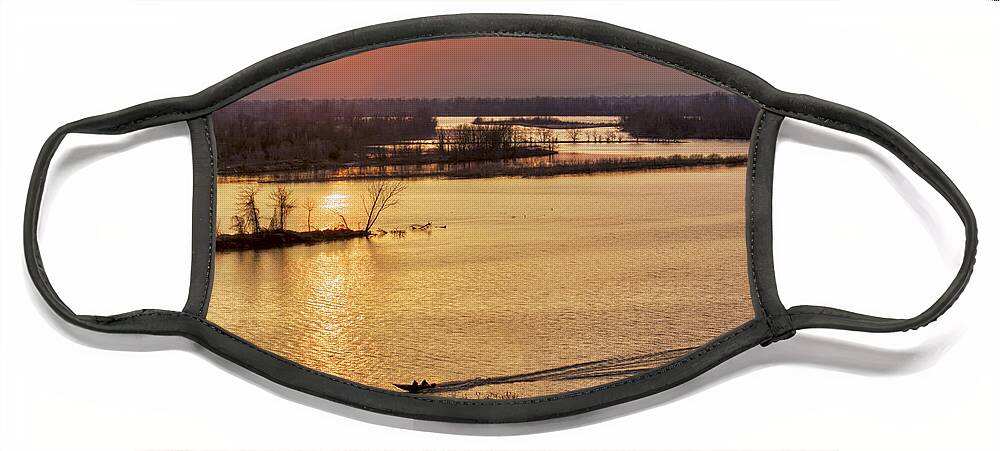Sunset Face Mask featuring the photograph Fishing the Arkansas River by Jason Politte