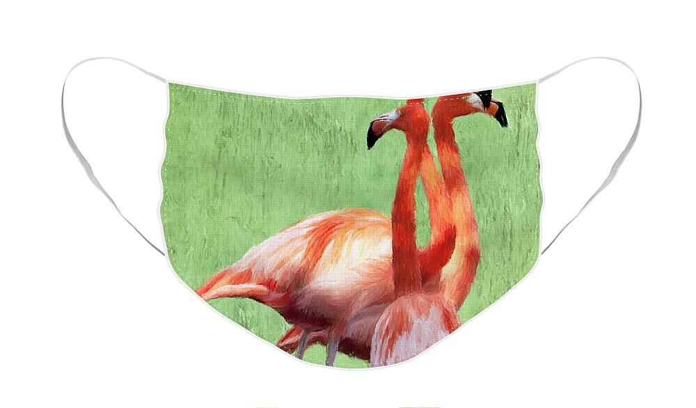 Tall Face Mask featuring the painting Flamingo Twist by Jeffrey Kolker
