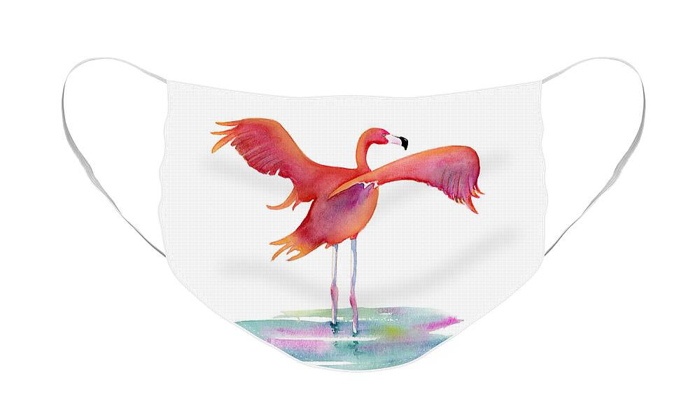 Flamingo Face Mask featuring the painting Flamingo Wings by Amy Kirkpatrick
