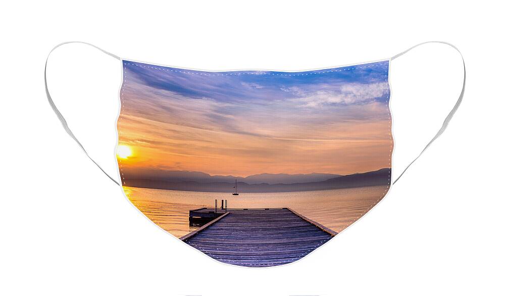 Flathead Lake Face Mask featuring the photograph Flathead Lake Sunrise by Adam Mateo Fierro