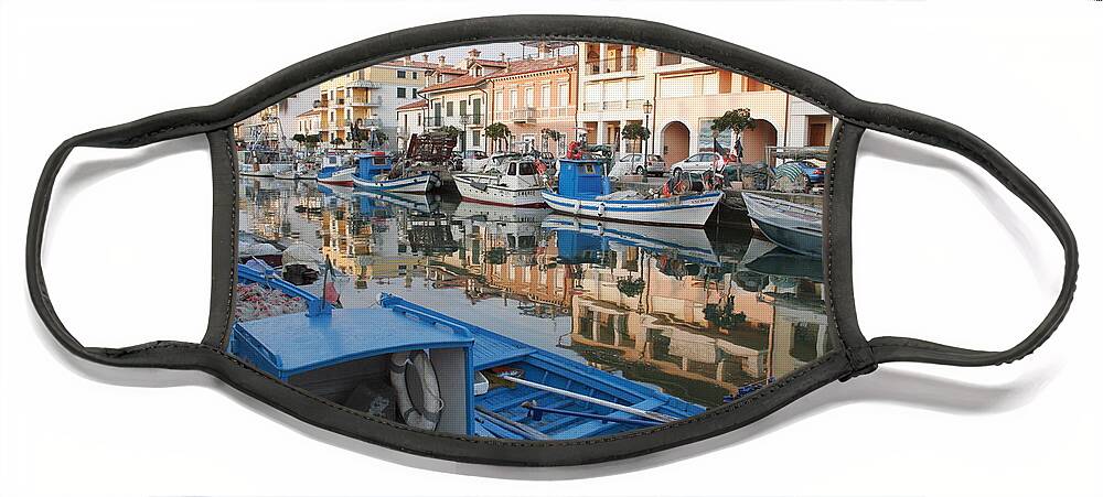 Adriatic Face Mask featuring the photograph Fleet of fishing boats in Italy by Ulrich Kunst And Bettina Scheidulin