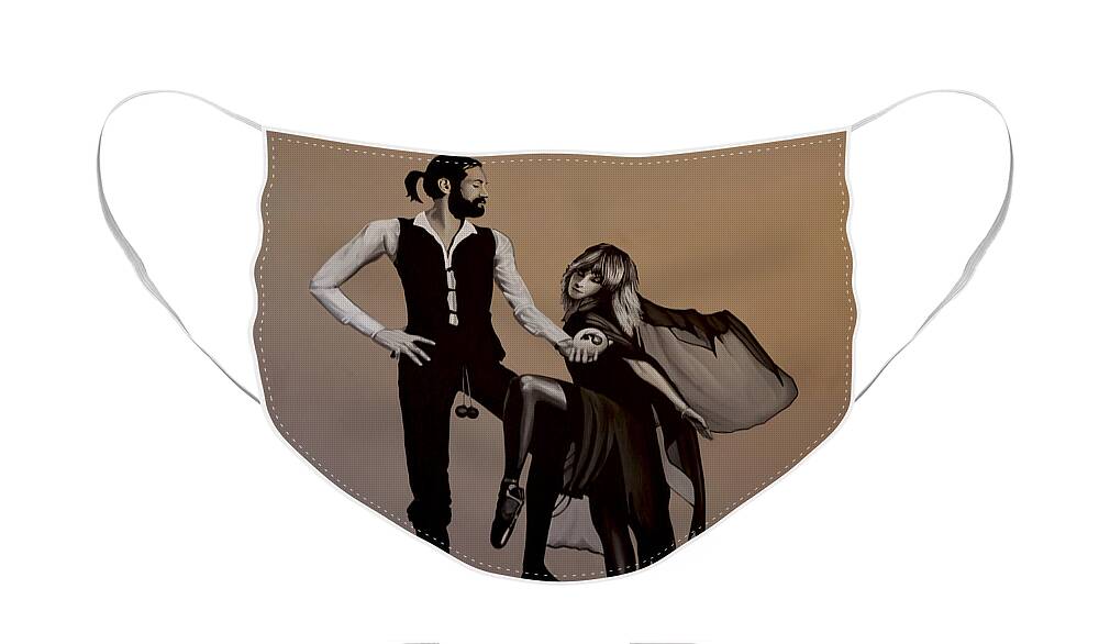 Fleetwood Mac Face Mask featuring the painting Fleetwood Mac Rumours by Paul Meijering