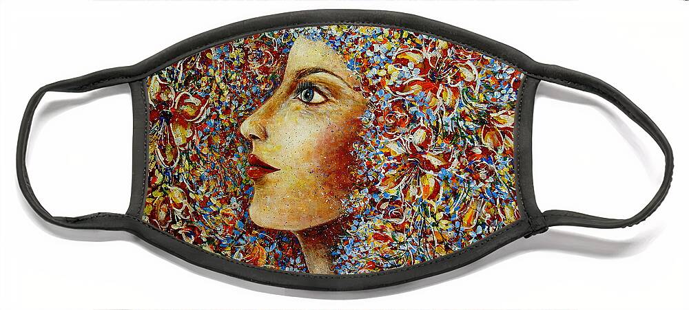 Flower Goddess Face Mask featuring the painting Flower Goddess. by Natalie Holland