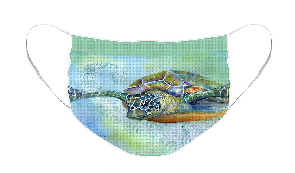 Seaturtle Face Mask featuring the painting Fly By by Amy Kirkpatrick