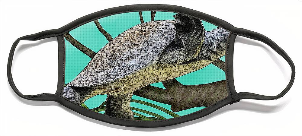 Nature Face Mask featuring the photograph Fly River Turtle by Roger Hall