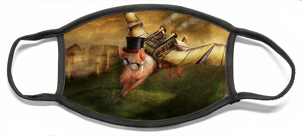 Pig Face Mask featuring the photograph Flying Pig - Steampunk - The flying swine by Mike Savad