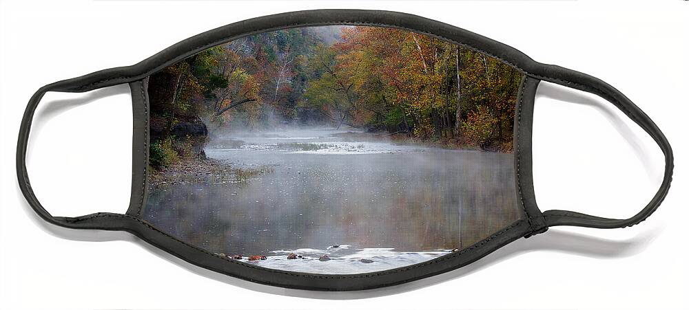 Arkansas Face Mask featuring the photograph Foggy Morning on The Buffalo by Lana Trussell