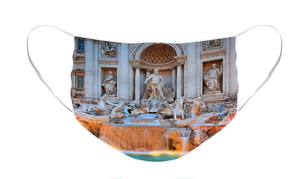 Europe Face Mask featuring the photograph Fontana di Trevi by Inge Johnsson