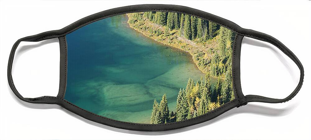 Feb0514 Face Mask featuring the photograph Forest And Cerulean Lake At Mt by Kevin Schafer