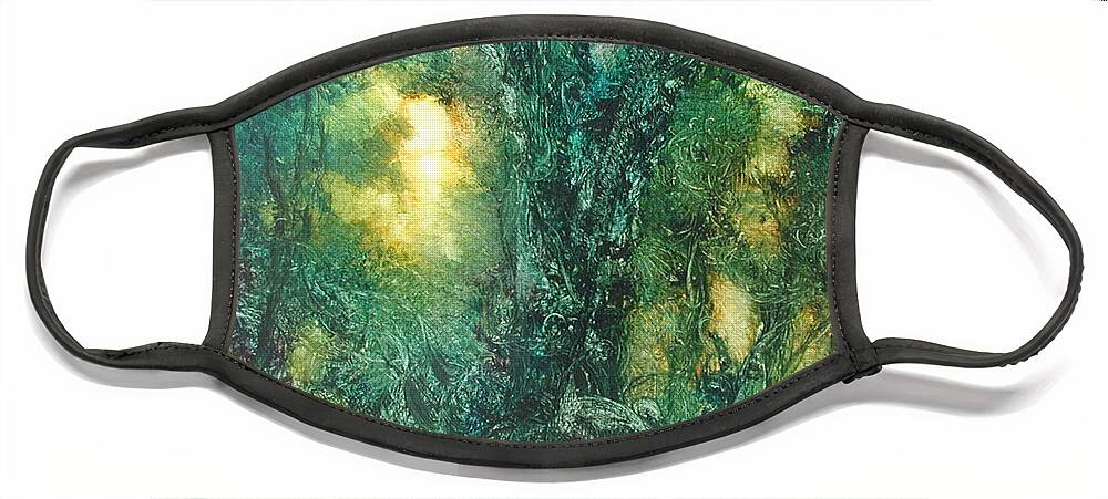 David Ladmore Face Mask featuring the painting Forest Light 28 by David Ladmore