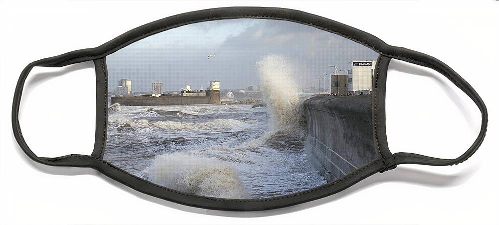 Fort Perch Face Mask featuring the photograph Fort Perch Waves by Spikey Mouse Photography