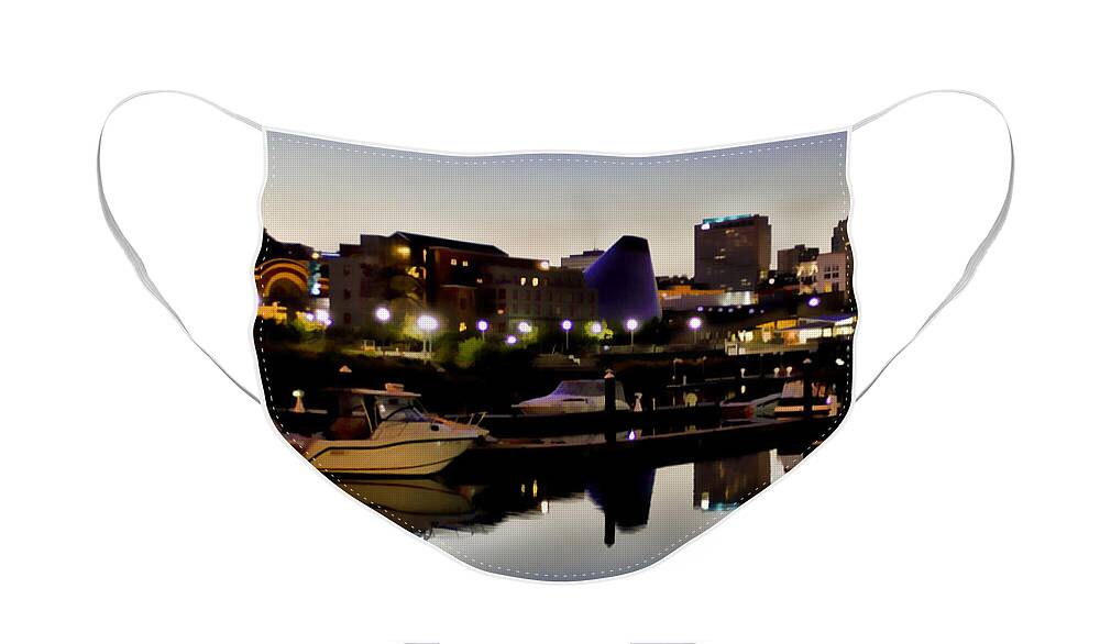 Foss Waterway Face Mask featuring the photograph Foss Waterway at night by Ron Roberts
