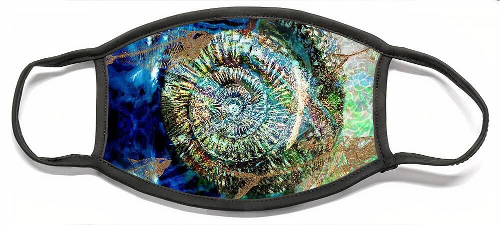 Fossil Face Mask featuring the digital art Fossil Seas by Lisa Yount