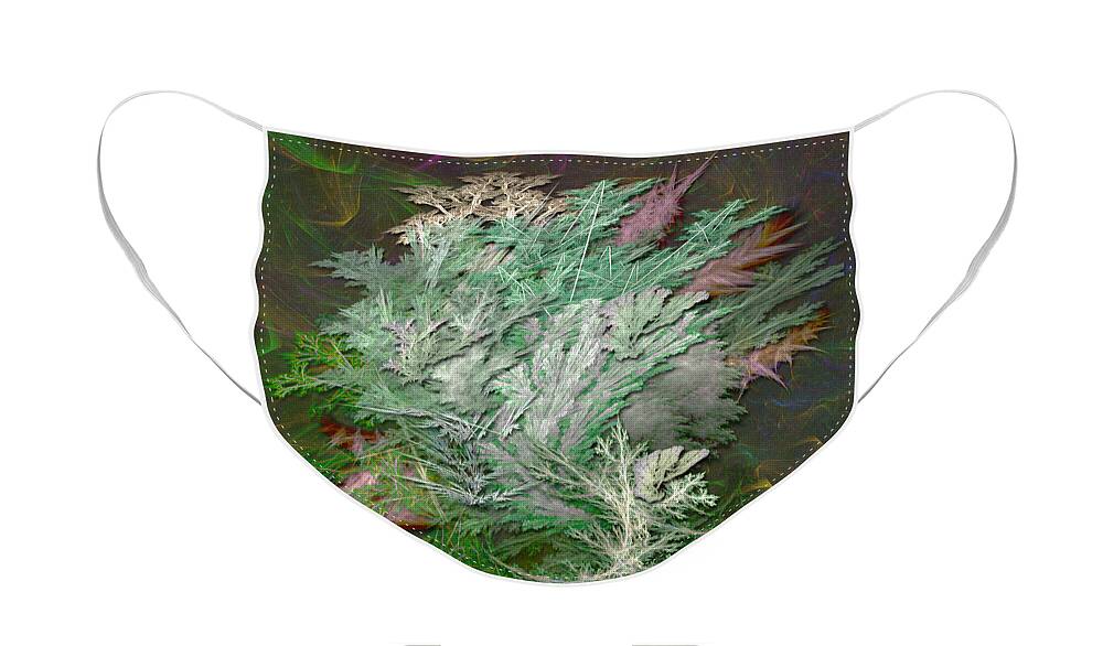 Green Face Mask featuring the digital art Fractal Ferns by Ann Stretton