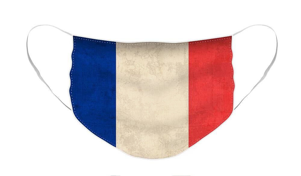 France Flag Paris Marseilles French Europe Face Mask featuring the mixed media France Flag Distressed Vintage Finish by Design Turnpike