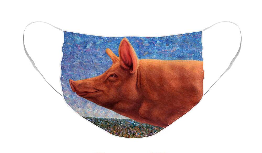 Pig Face Mask featuring the painting Free Range Pig by James W Johnson