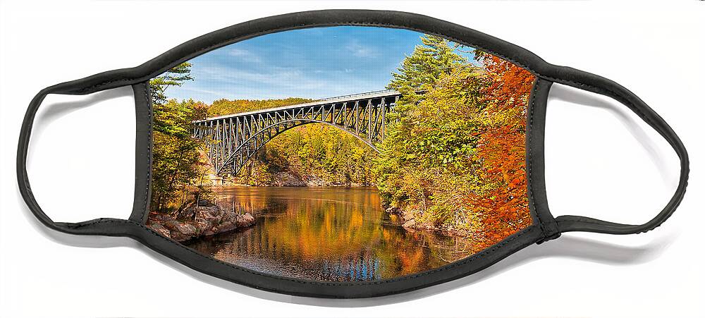 Autumn Face Mask featuring the photograph French King Bridge in Autumn by Mitchell R Grosky