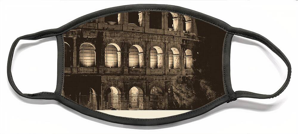 German Face Mask featuring the photograph Frohliche Weihnachten with Colosseum by Prints of Italy