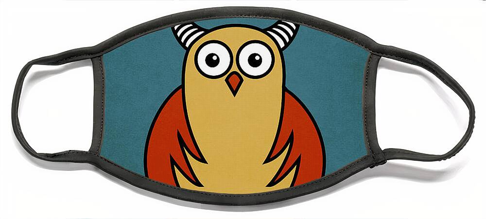Cartoon Owl Face Mask featuring the digital art Funny Cartoon Horned Owl by Boriana Giormova