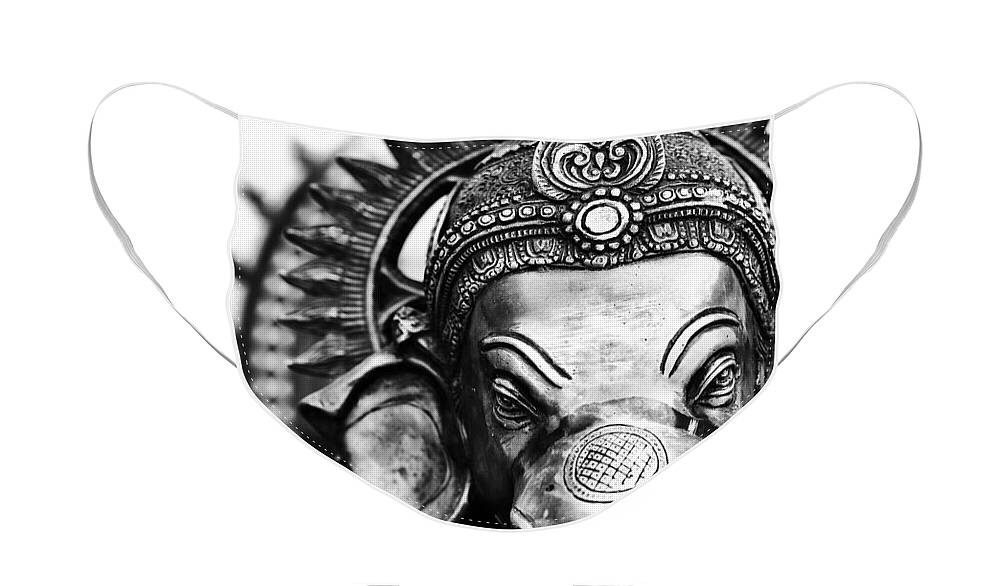 Ganesha Face Mask featuring the photograph Ganesha Monochrome by Tim Gainey