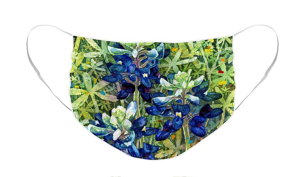 Bluebonnet Face Mask featuring the painting Garden Jewels I by Hailey E Herrera