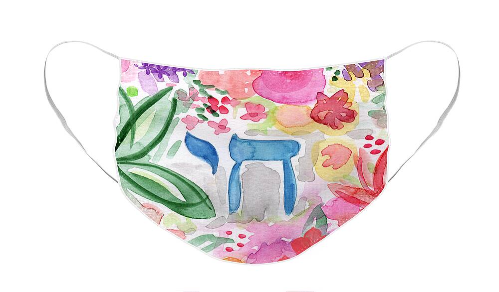 Garden Face Mask featuring the painting Garden of Life by Linda Woods