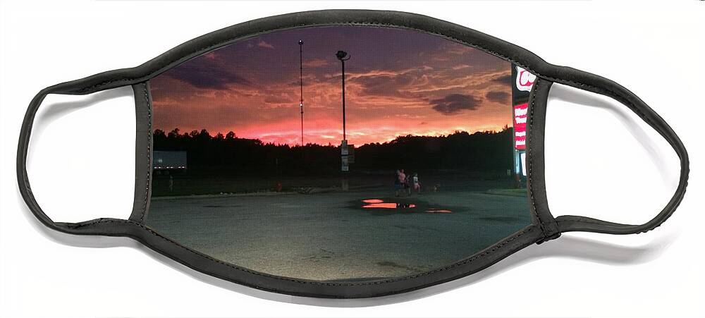 Sky Face Mask featuring the photograph Gas Station With Fire Not On Fire by Steve Sommers