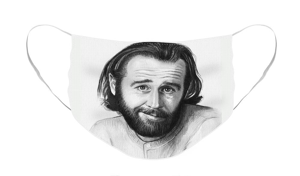George Carlin Face Mask featuring the painting George Carlin Portrait by Olga Shvartsur