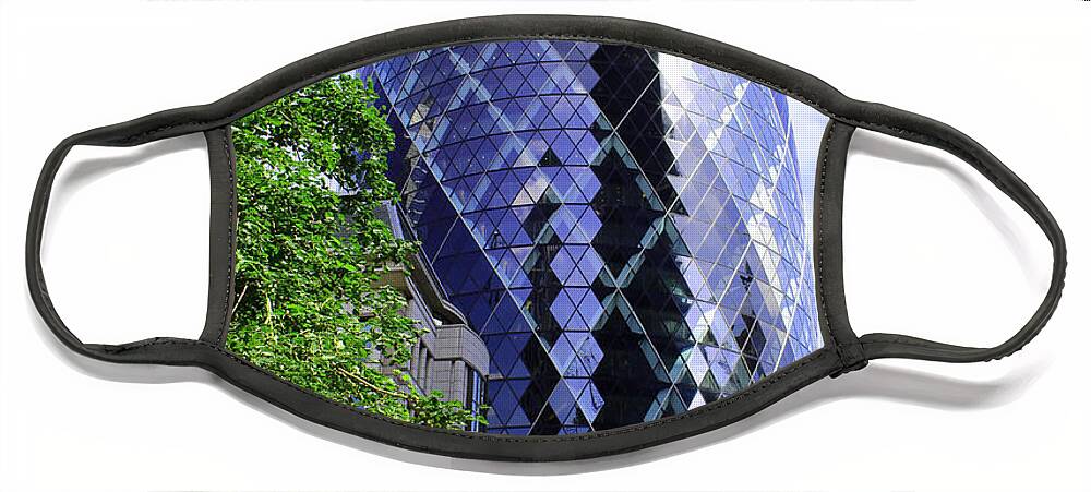 Swiss-re Face Mask featuring the photograph Gherkin 30 St Mary Axe by Nicky Jameson