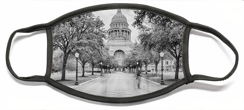 Texas State Capitol Face Mask featuring the photograph Ghosts of the Texas State Capitol - Austin Texas Skyline by Silvio Ligutti