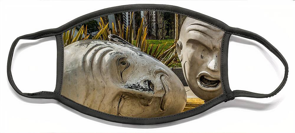 Art Face Mask featuring the photograph Giant Heads by Ron Pate