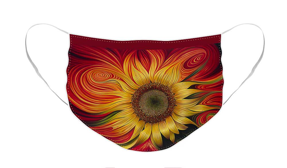 Sunflower Face Mask featuring the painting Girasol Dinamico by Ricardo Chavez-Mendez
