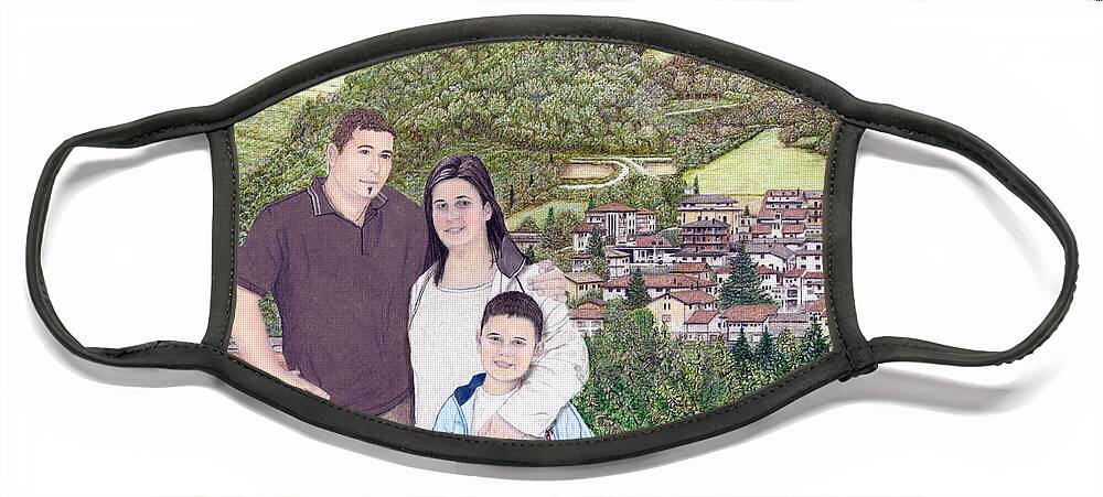 Valle Castellana Face Mask featuring the painting Giusy Mirko and Simone in Valle Castellana by Albert Puskaric