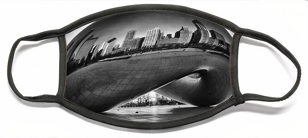 Chicago Cloud Gate Face Mask featuring the photograph Glowing Bean by Sebastian Musial