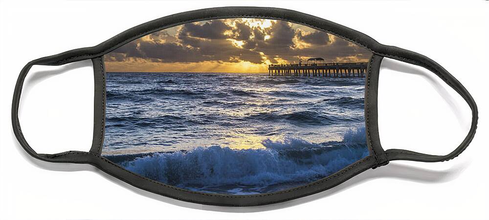 Atlantic Face Mask featuring the photograph God's Light by Debra and Dave Vanderlaan