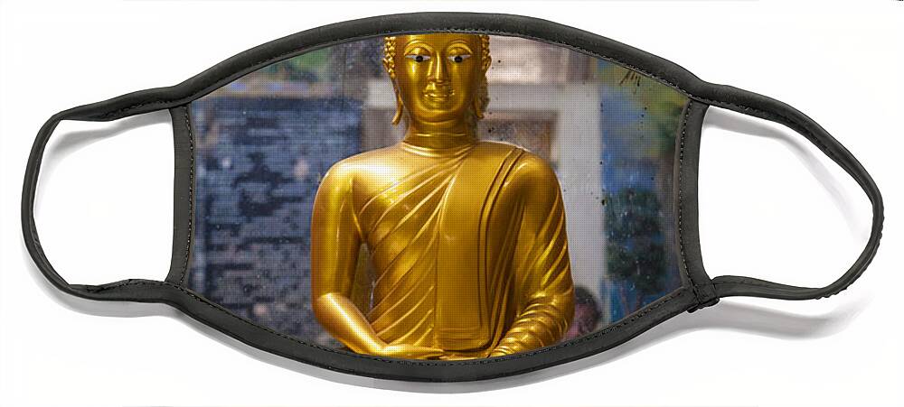 Temple Face Mask featuring the photograph Golden Buddha in Sri Lanka by Gina Koch