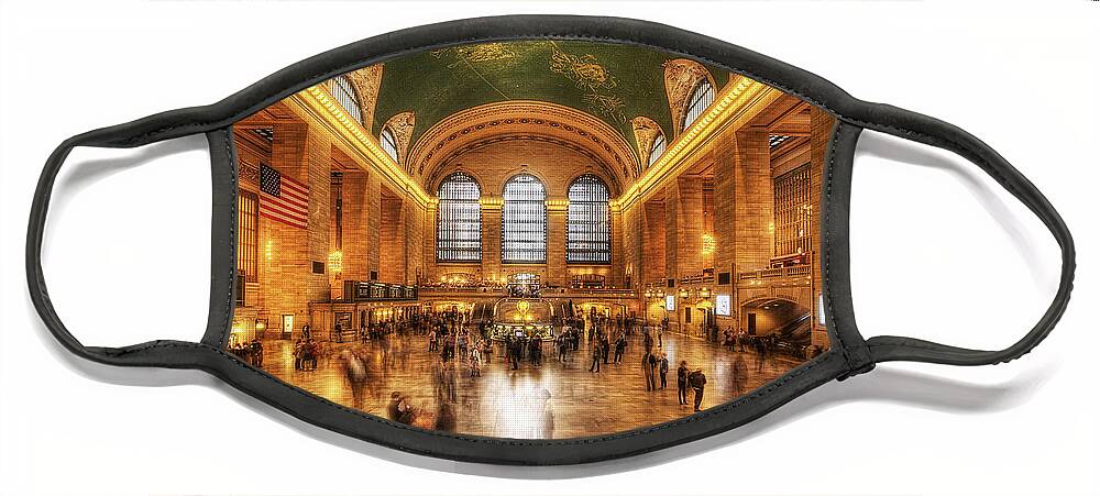 Art Face Mask featuring the photograph Golden Grand Central by Yhun Suarez