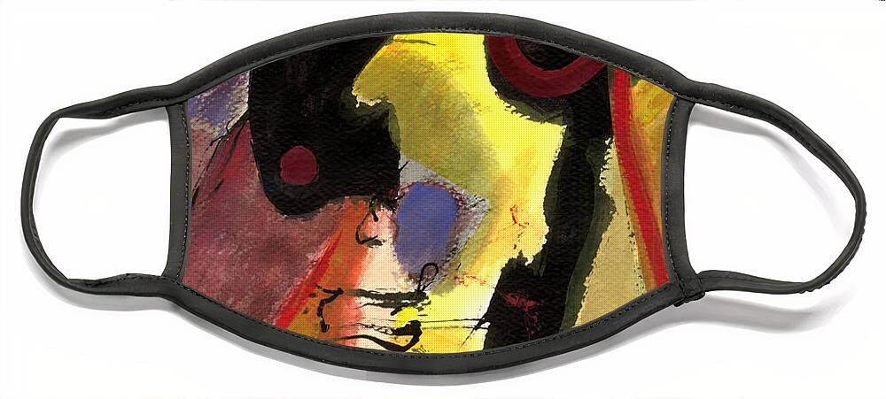 Abstract Art Face Mask featuring the painting Golden Moon 2 by Stephen Lucas