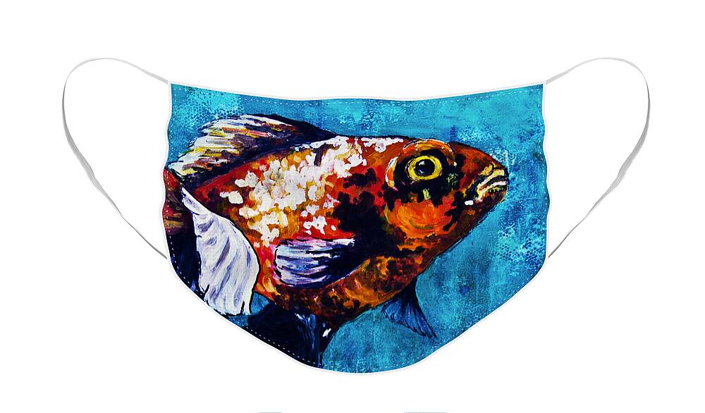 Fish Face Mask featuring the mixed media Goldie by Melissa Fae Sherbon