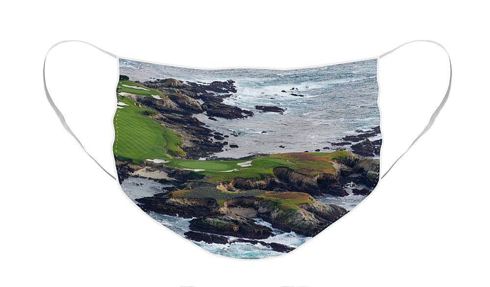 Photography Face Mask featuring the photograph Golf Course On An Island, Pebble Beach by Panoramic Images