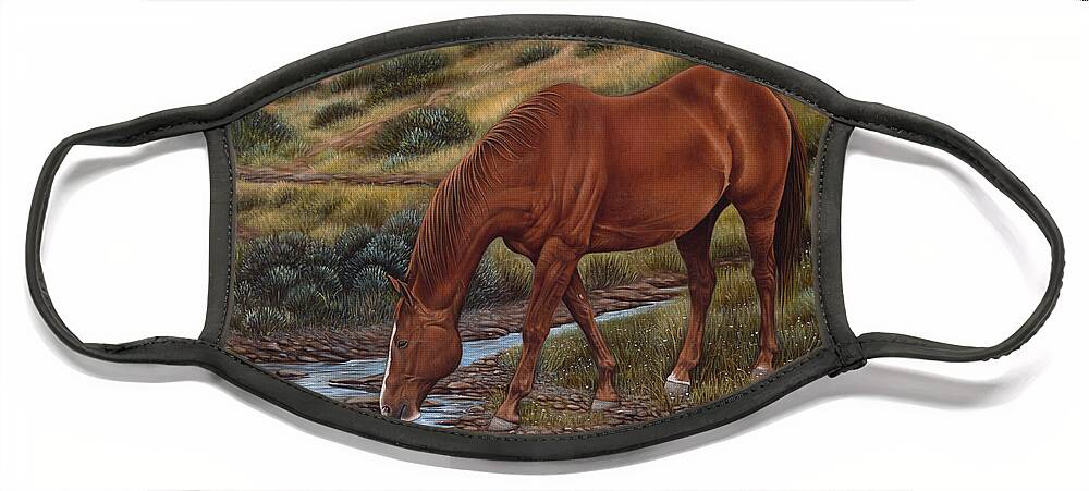 Horses Face Mask featuring the painting Good'Ol Red by Ricardo Chavez-Mendez