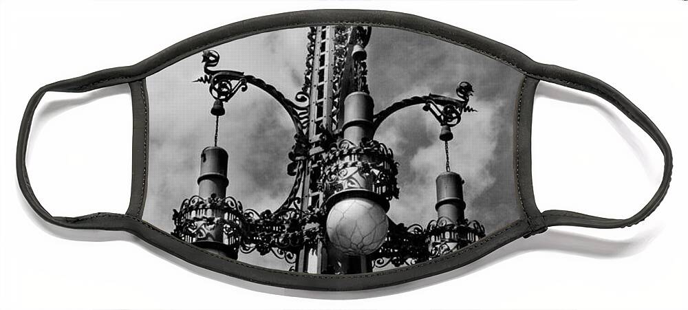 Barcelona Face Mask featuring the photograph Gothic lamp post in Barcelona by Denise Dube