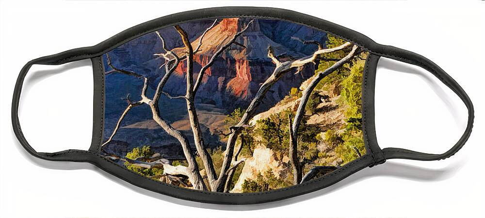 Grand Canyon Face Mask featuring the painting Grand Canyon Branches by Christopher Arndt
