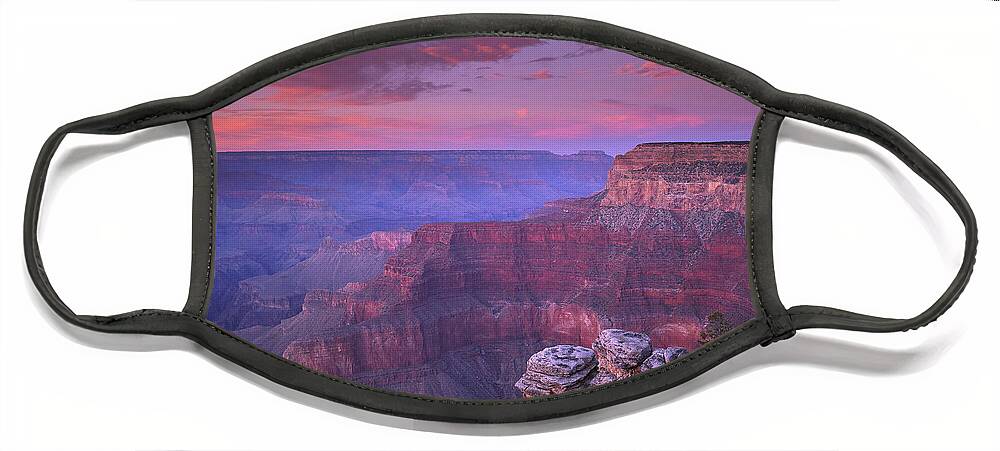 Feb0514 Face Mask featuring the photograph Grand Canyon South Rim From Pima Point by Tim Fitzharris