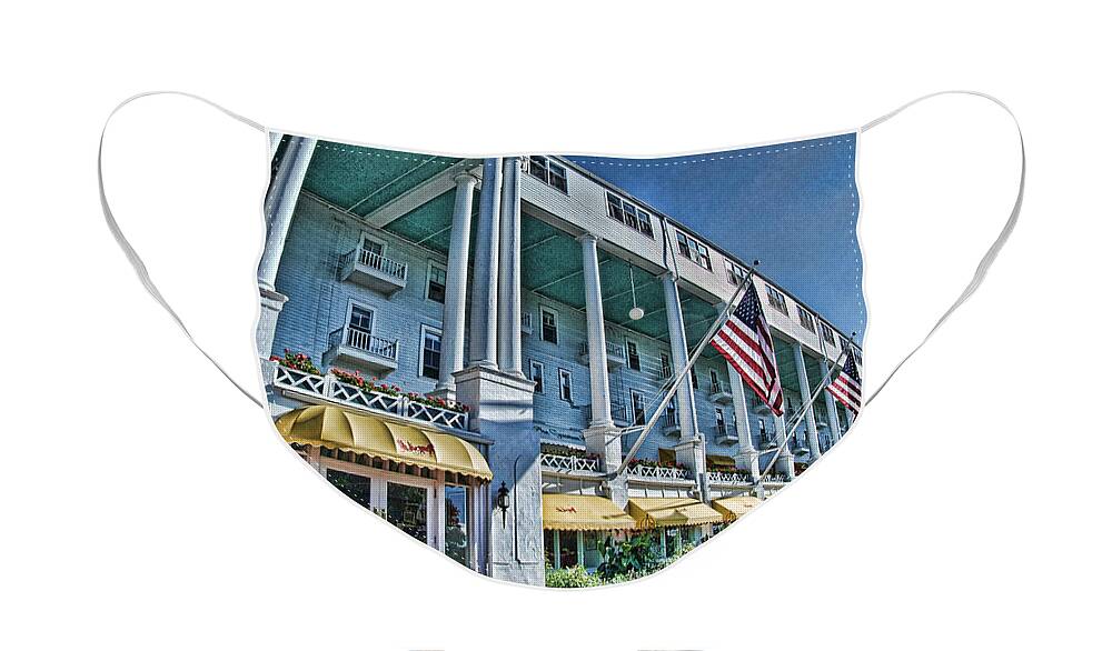 Mackinac Island Face Mask featuring the photograph Grand Hotel - Image 001 by Mark Madere