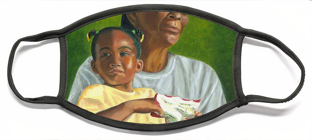 Family Face Mask featuring the painting Grandma's Lap by Jill Ciccone Pike