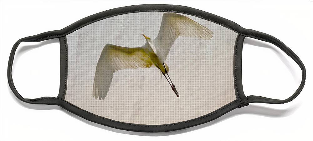 Egret Face Mask featuring the photograph Great Egret Sky Ballet by Kerri Farley