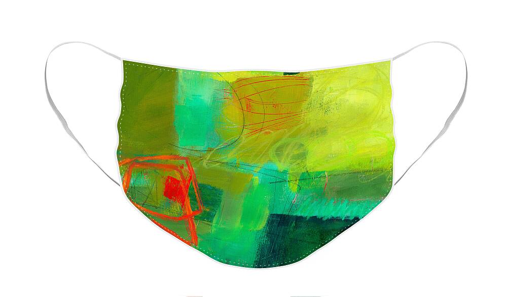 Color Face Mask featuring the painting Green and Red #1 by Jane Davies
